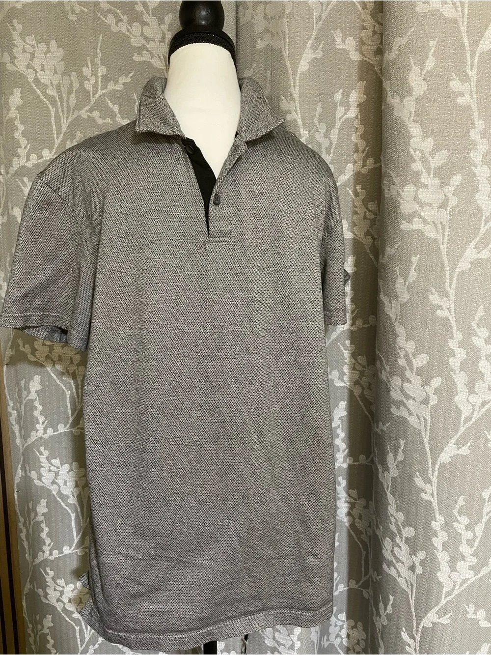 Banana Republic Heather Gray Polo with Black Placket
